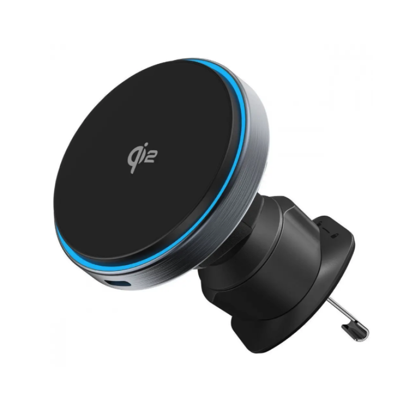 Proove Titanium Circle Qi2 Mobilo Telefonu Turētājs Gaisa Ventilācijas Lūkās Ar Magnētu Un 15w Uzlādi